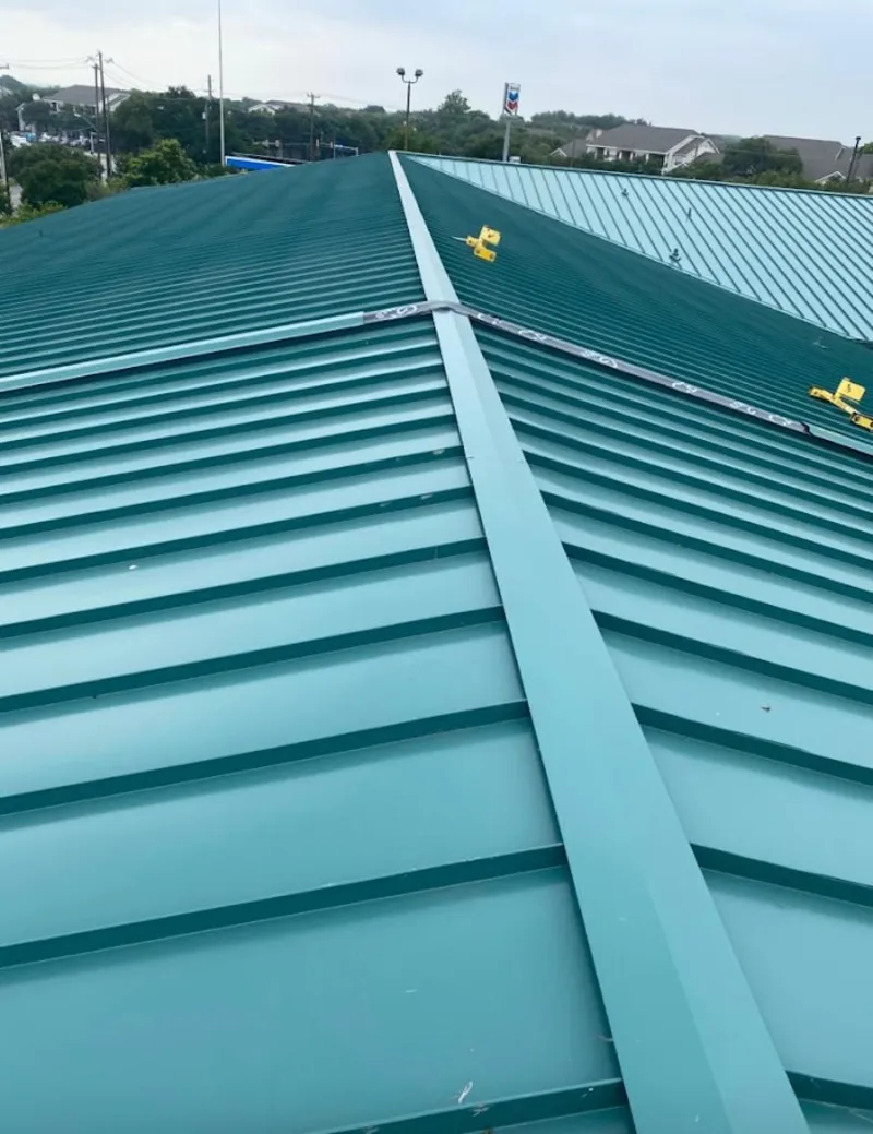 Green commercial metal roof ridge and valley for Metal Roof Repair in Boynton Beach
